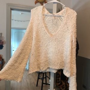 Free people white bell sleeved sweater